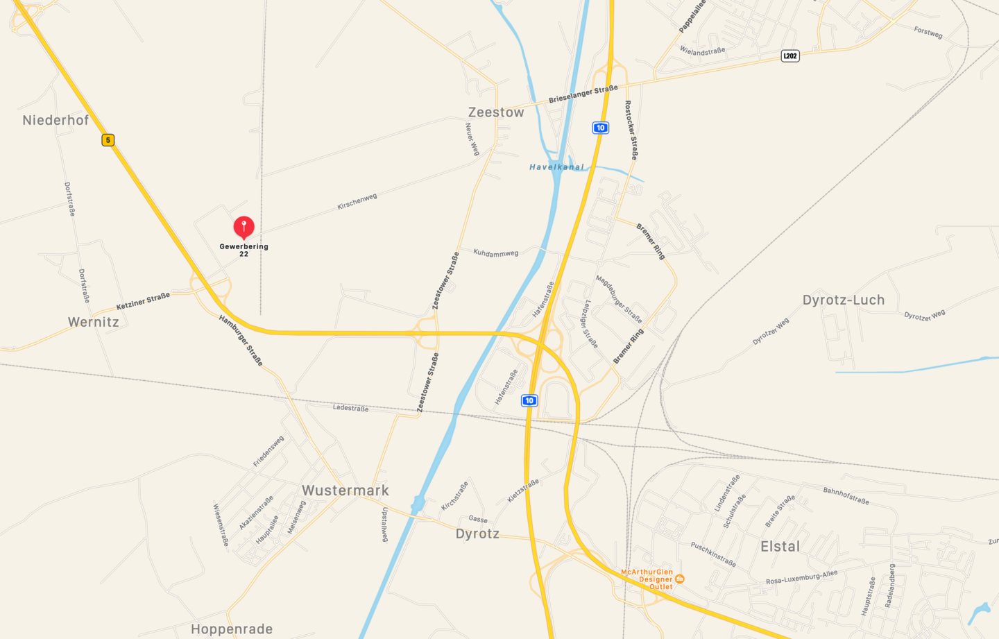 Screenshot von Karte Gewerbering 22 in Zeestow